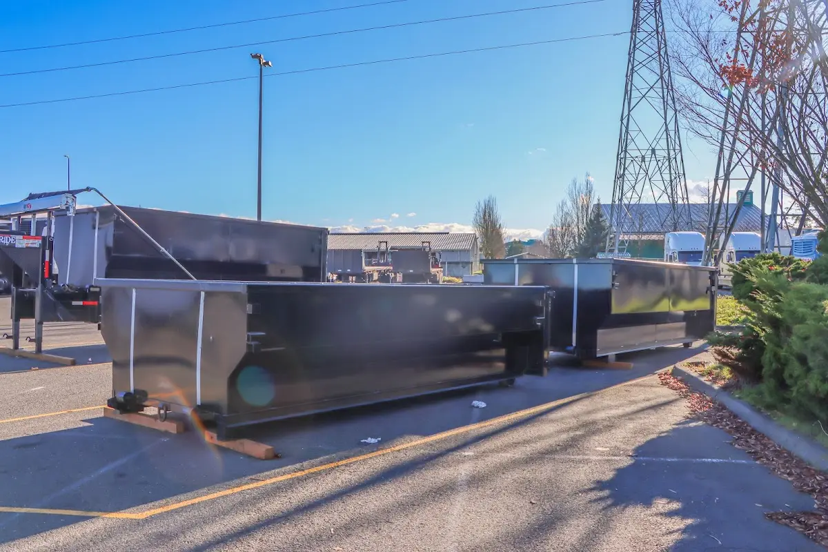 Roll-off dumpster ready for waste disposal at job site for 4 Yard Dumpster Rental in White Oak